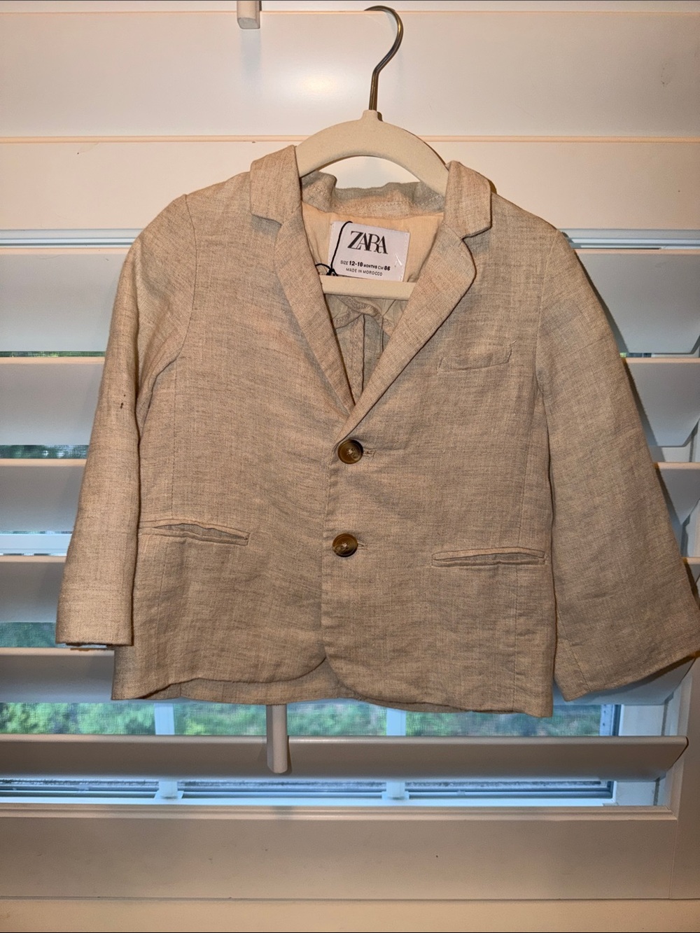 ZARA Boys' Beige Linen Blazer